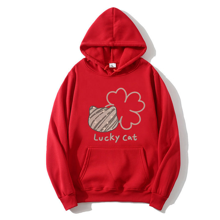Women's hoodie with creative cat design and lucky motif Lisslune