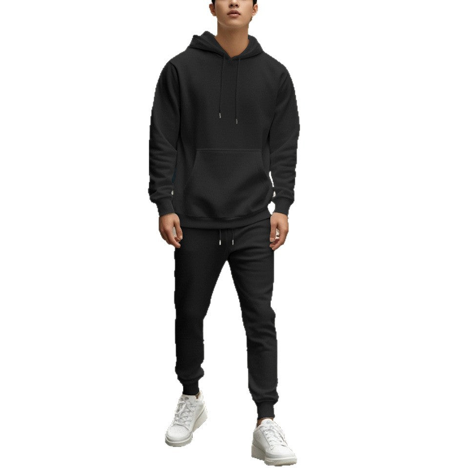 Men's sports set made of high-quality cotton blend with hood and elastic waistband Lisslune