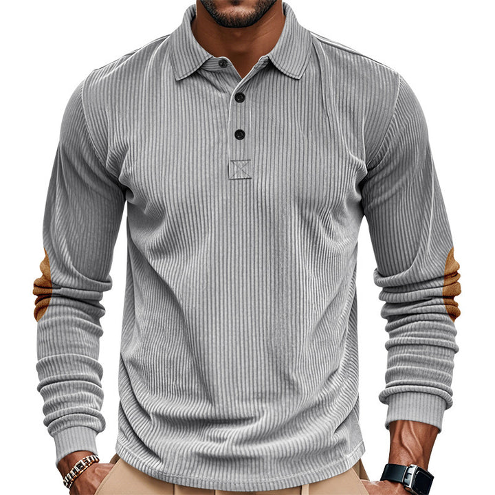 Men's Long Sleeve Shirt with Textured Surface and Trendy Leather Applications Lisslune