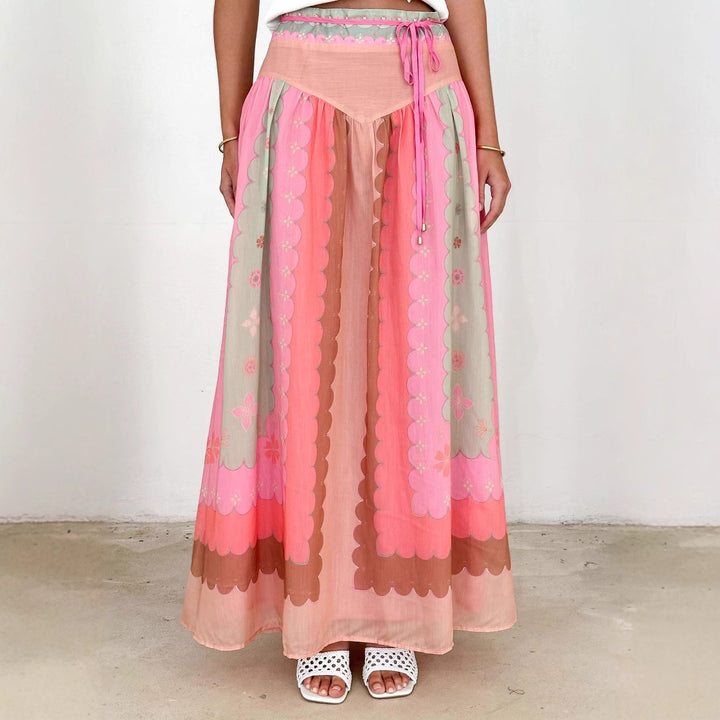 Ladies maxi skirt with playful embroidery and elastic waistband Lisslune
