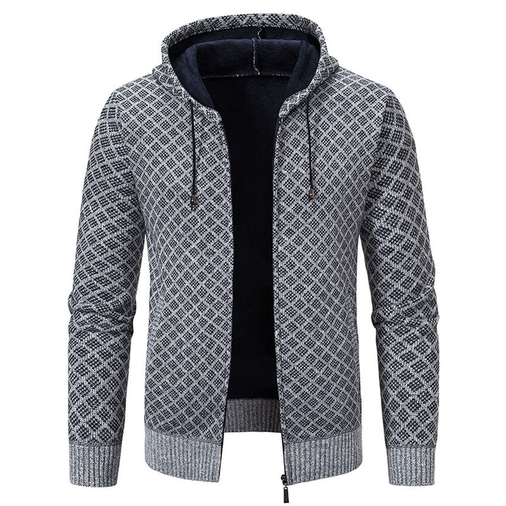 Men's Cozy Cardigan with Hood and Modern Design Lisslune