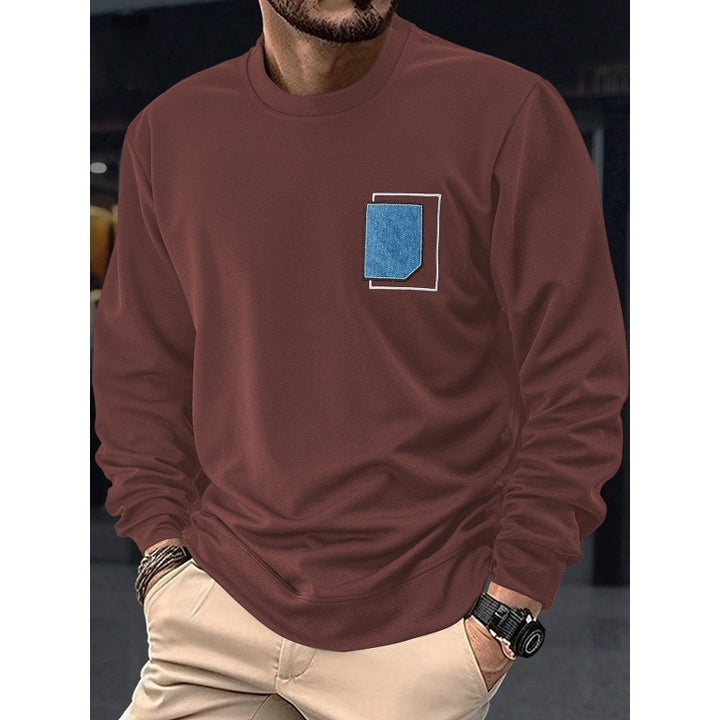 Men's casual crew neck sweater with trendy pocket Lisslune