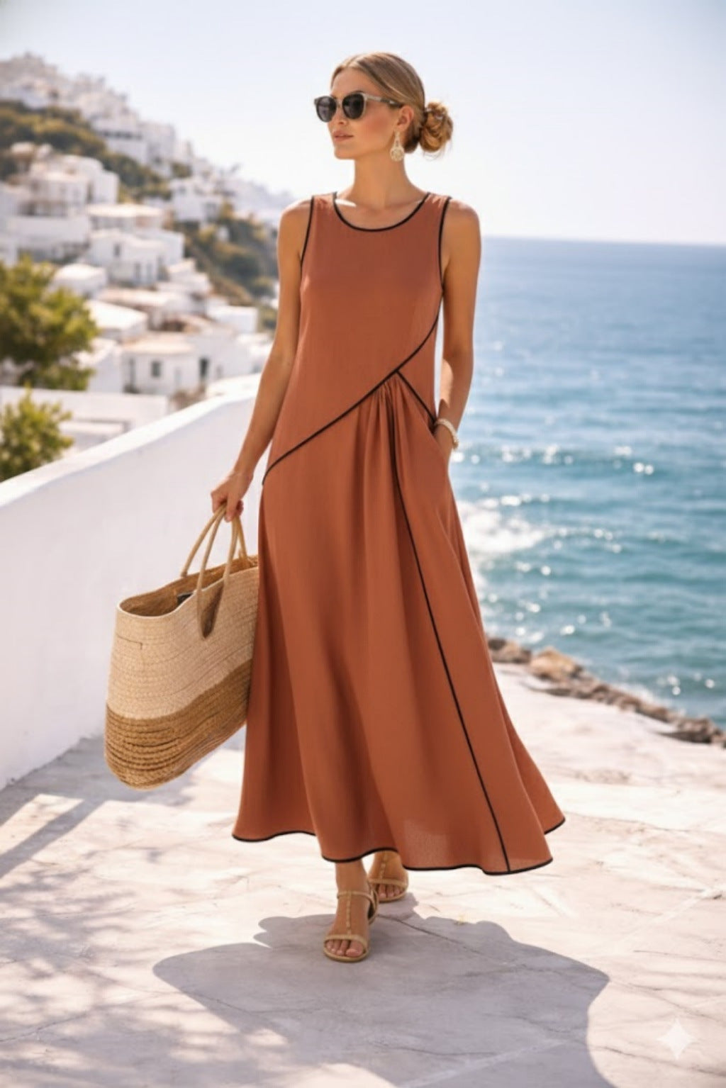 Women’s maxi dress with flowing cut and asymmetric design Lisslune