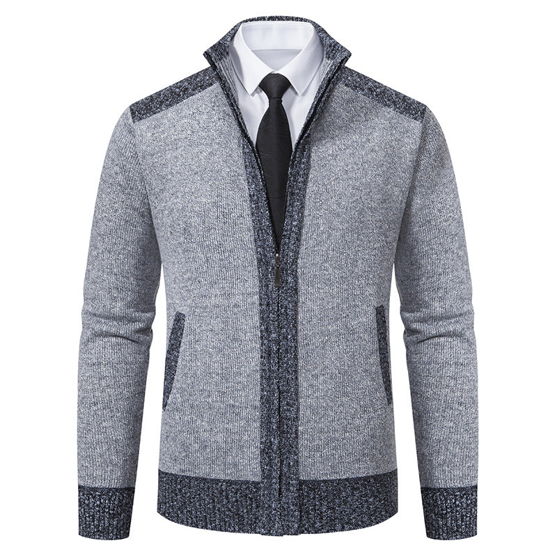 Men's quilted cardigan with high collar and practical pockets Lisslune