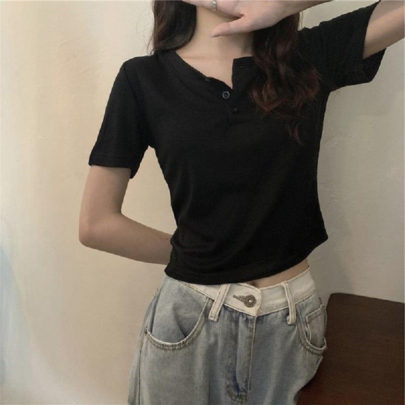 Women's Short Sleeve Henley Shirt Lisslune