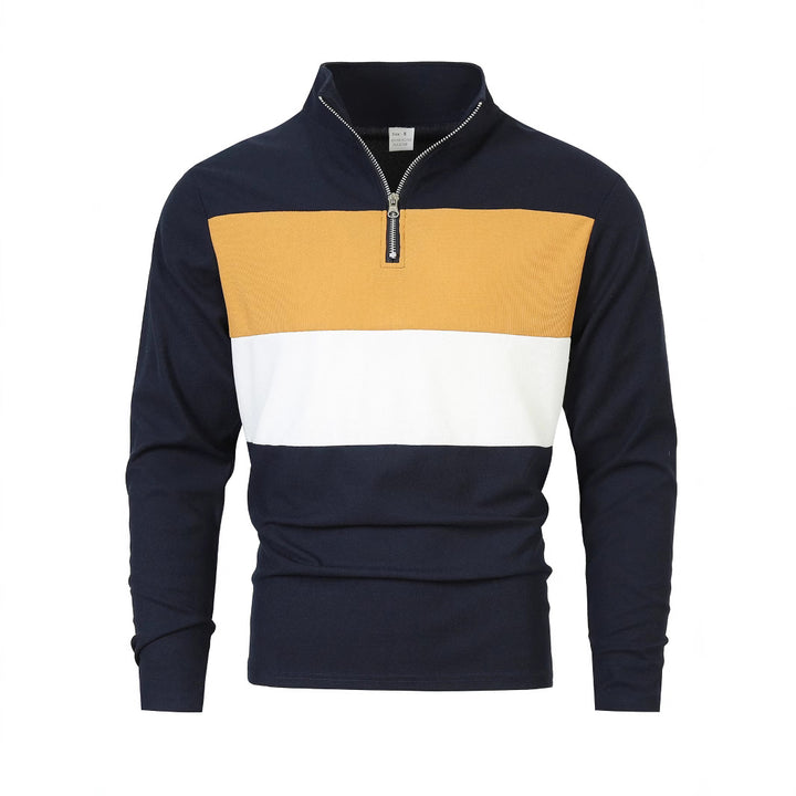 Men's stylish sweater with zipper and color block design Lisslune