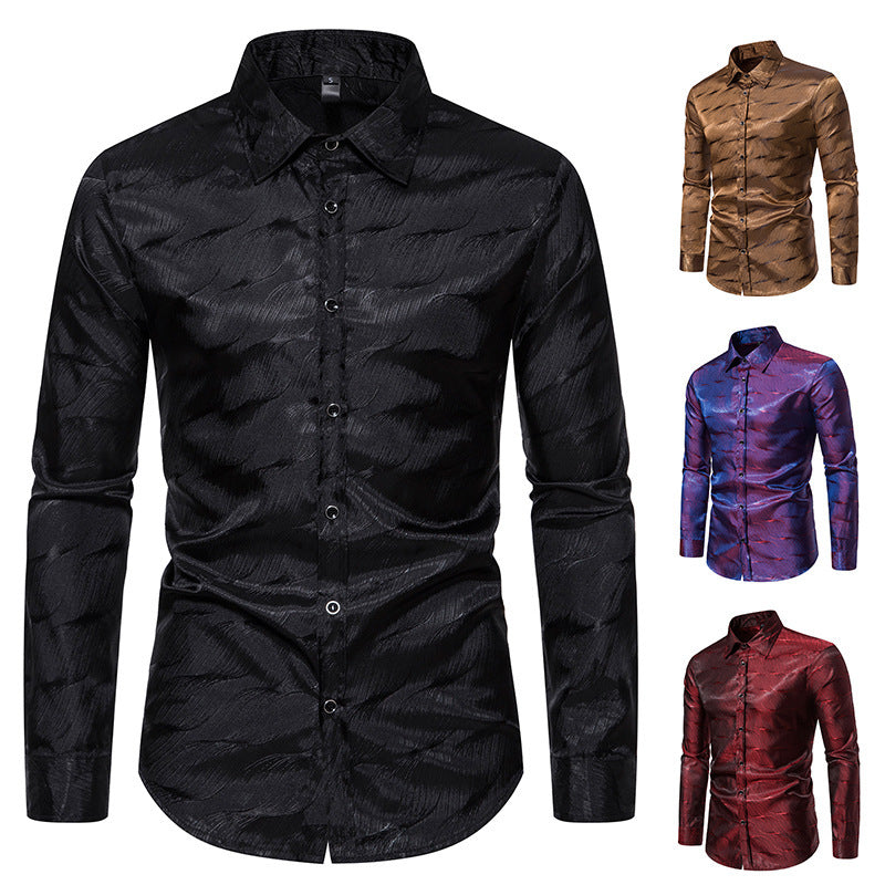 Men's elegant long sleeve shirt with textured surface pattern Lisslune