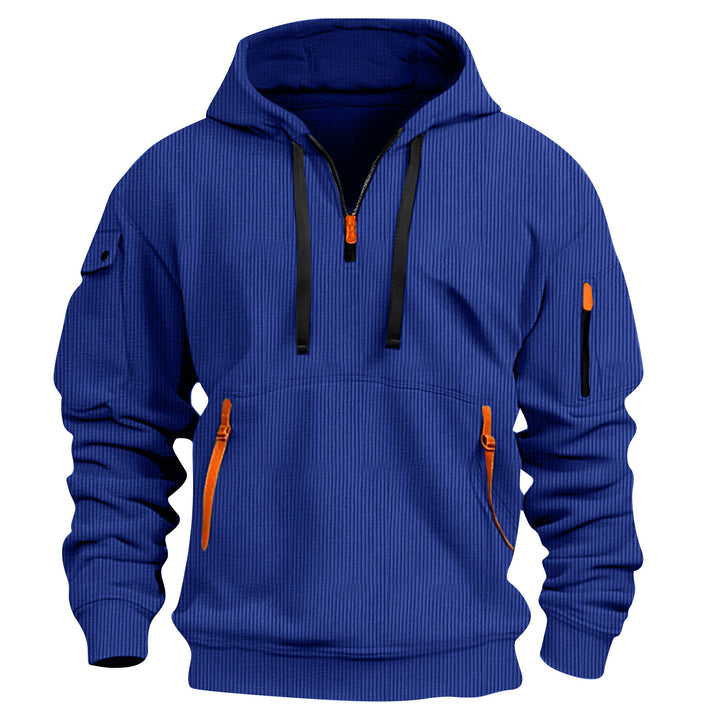 Men's sporty hoodie with innovative zipper and practical pockets Lisslune
