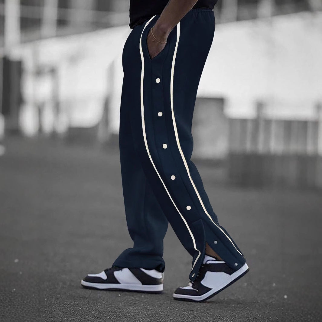 Men's Casual Sports Pants with Side Snap Buttons Lisslune