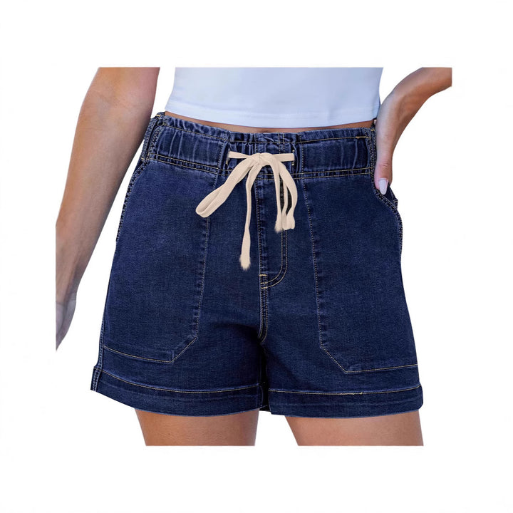 Women comfortable denim shorts with elastic waistband and practical pockets Lisslune