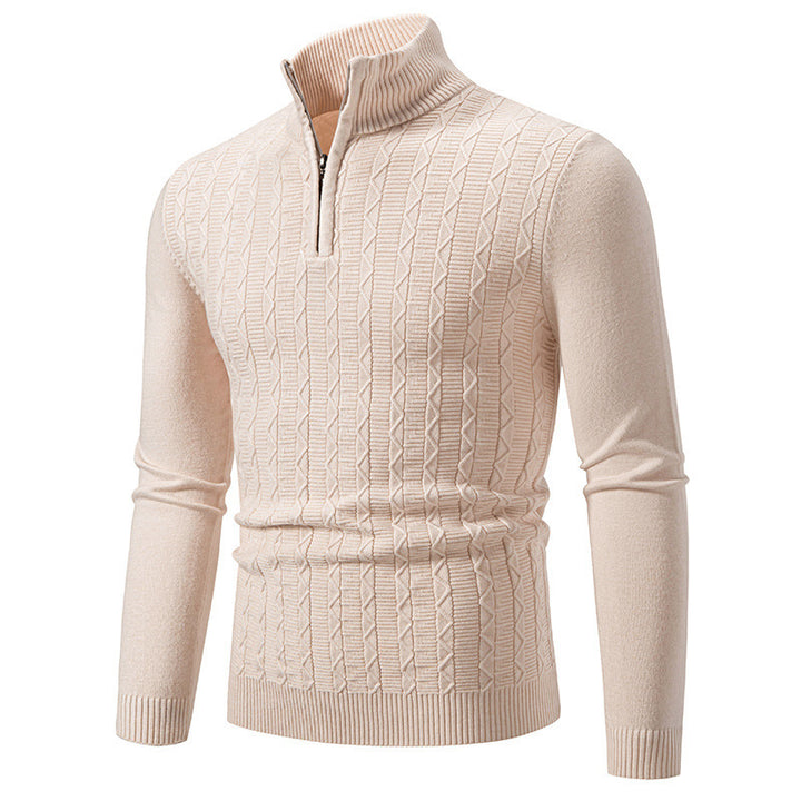 Men's fashionable knitted sweater with stand-up collar and zipper Lisslune
