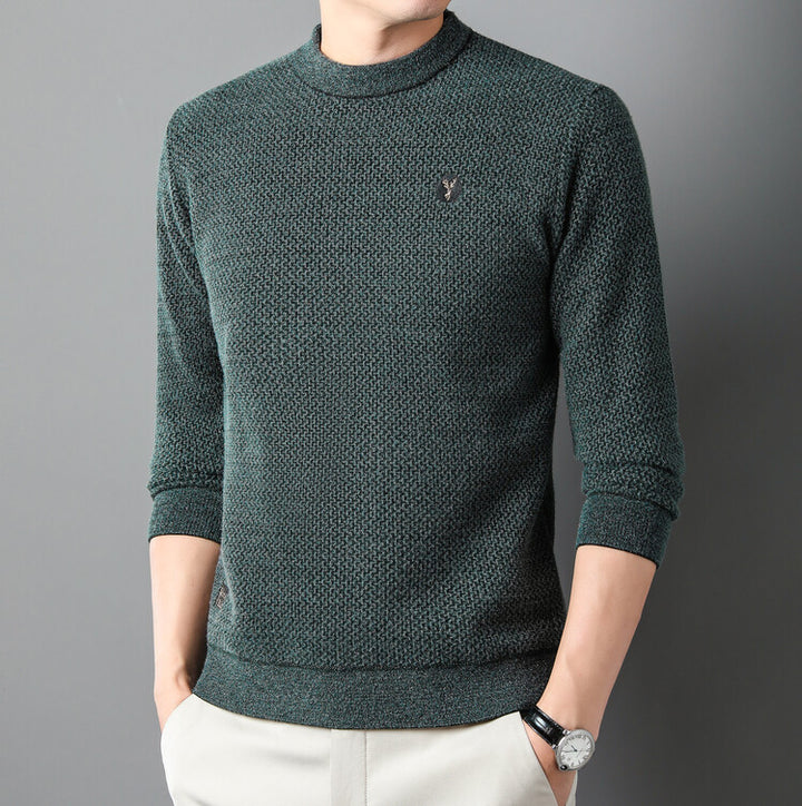 Men's Structured Sweater with Round Neckline and High-Quality Knit Texture Lisslune