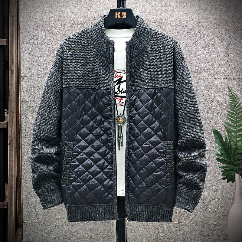 Men's modern quilted jacket with knitted top and high collar Lisslune