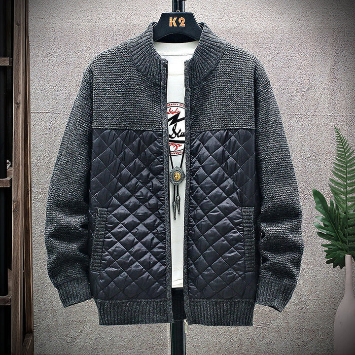 Men's modern quilted jacket with knitted top and high collar Lisslune