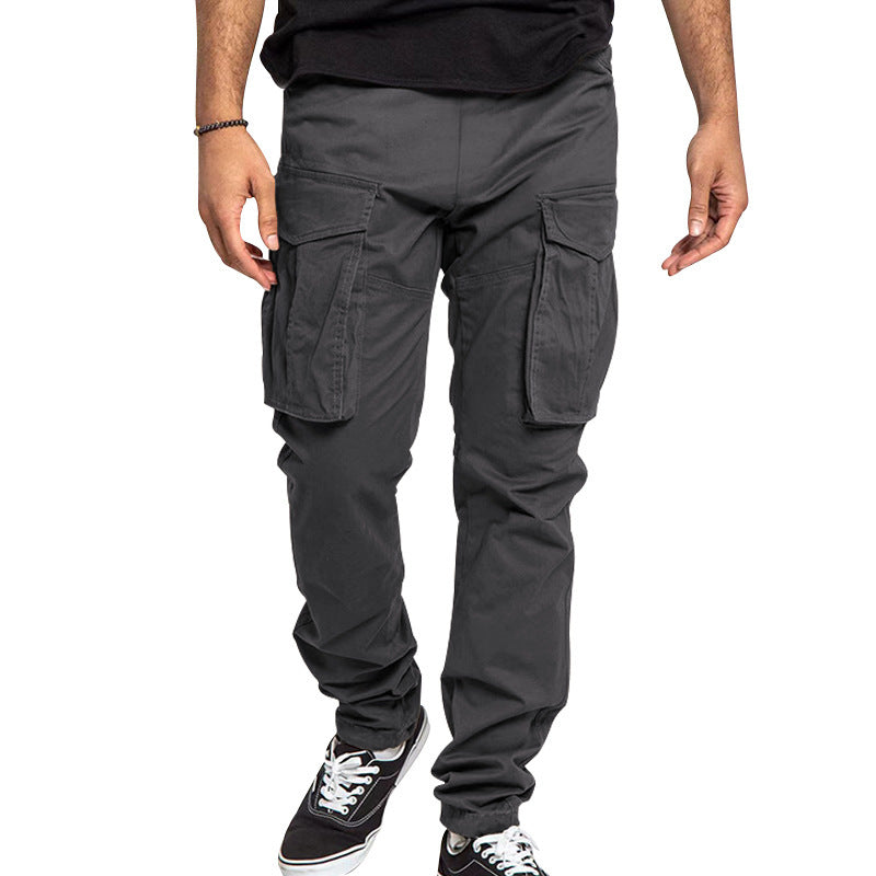 Men's cargo pants with elastic waistband and numerous pockets Lisslune