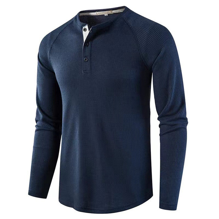 Men's Long Sleeve T-Shirt with Button Placket Lisslune