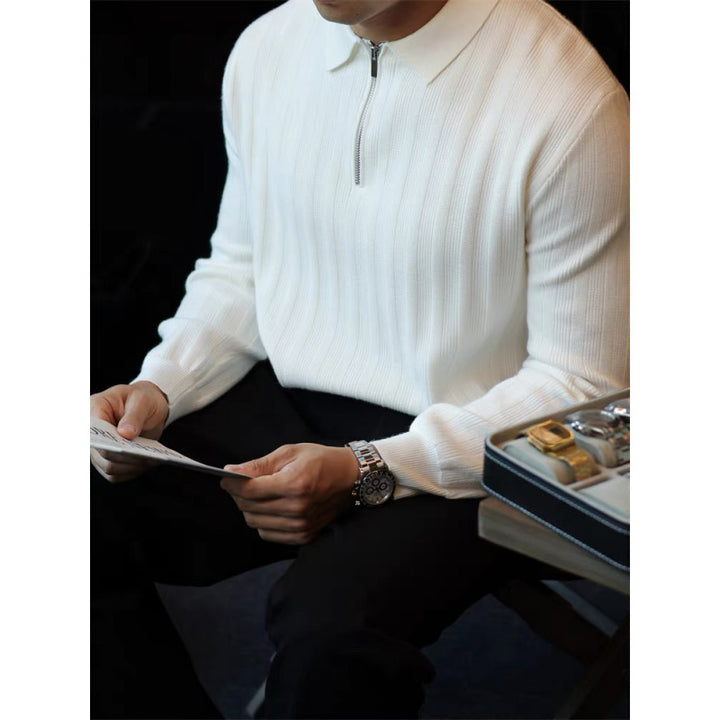 Men's knitted sweater with collar and practical zipper Lisslune