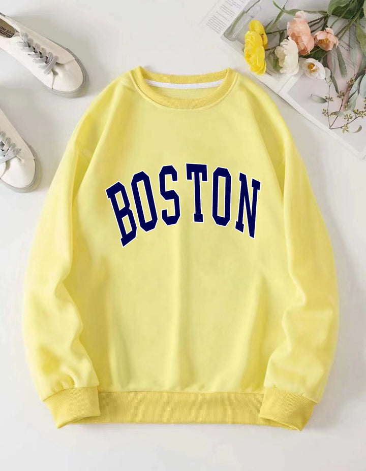 Women casual sweatshirt with Boston print Lisslune