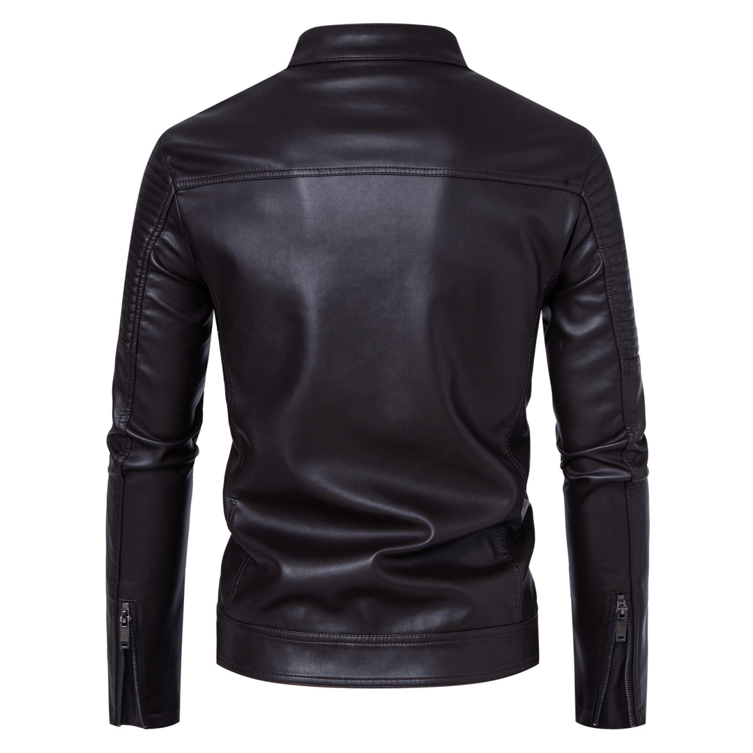 Men's stylish synthetic leather jacket with textured design and innovative details Lisslune