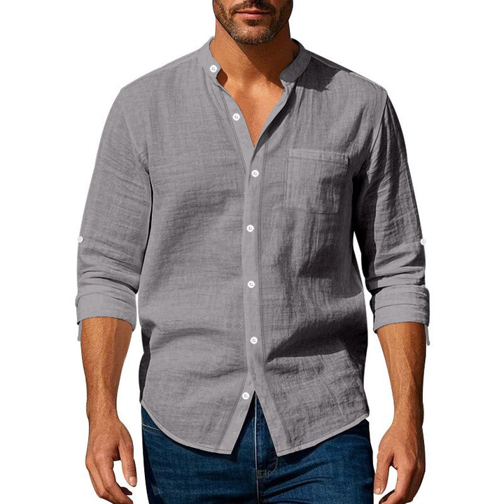 Men's Lightweight Linen Shirt with Half Collar Lisslune