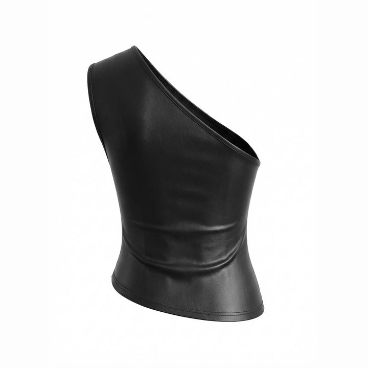 Damen asymmetrisches Top aus Kunstleder Lisslune