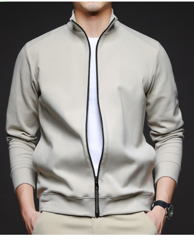 Men's Sporty Sweat Jacket with High Collar and Full Zip Lisslune