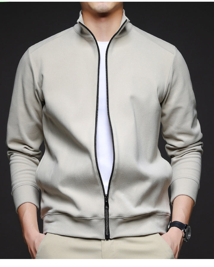 Men's Sporty Sweat Jacket with High Collar and Full Zip Lisslune