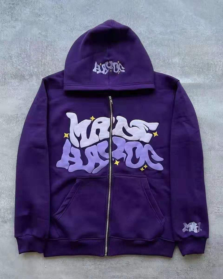 Women's hooded jacket with creative graphic design and high-quality zipper Lisslune