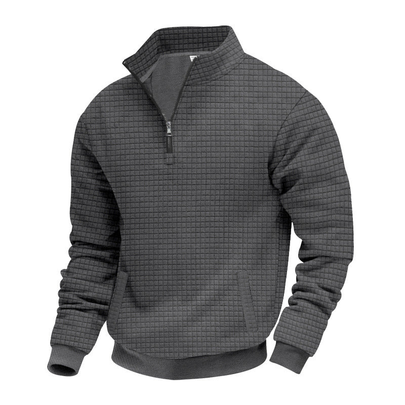 Men's quilted sweater with modern collar and practical pockets Lisslune
