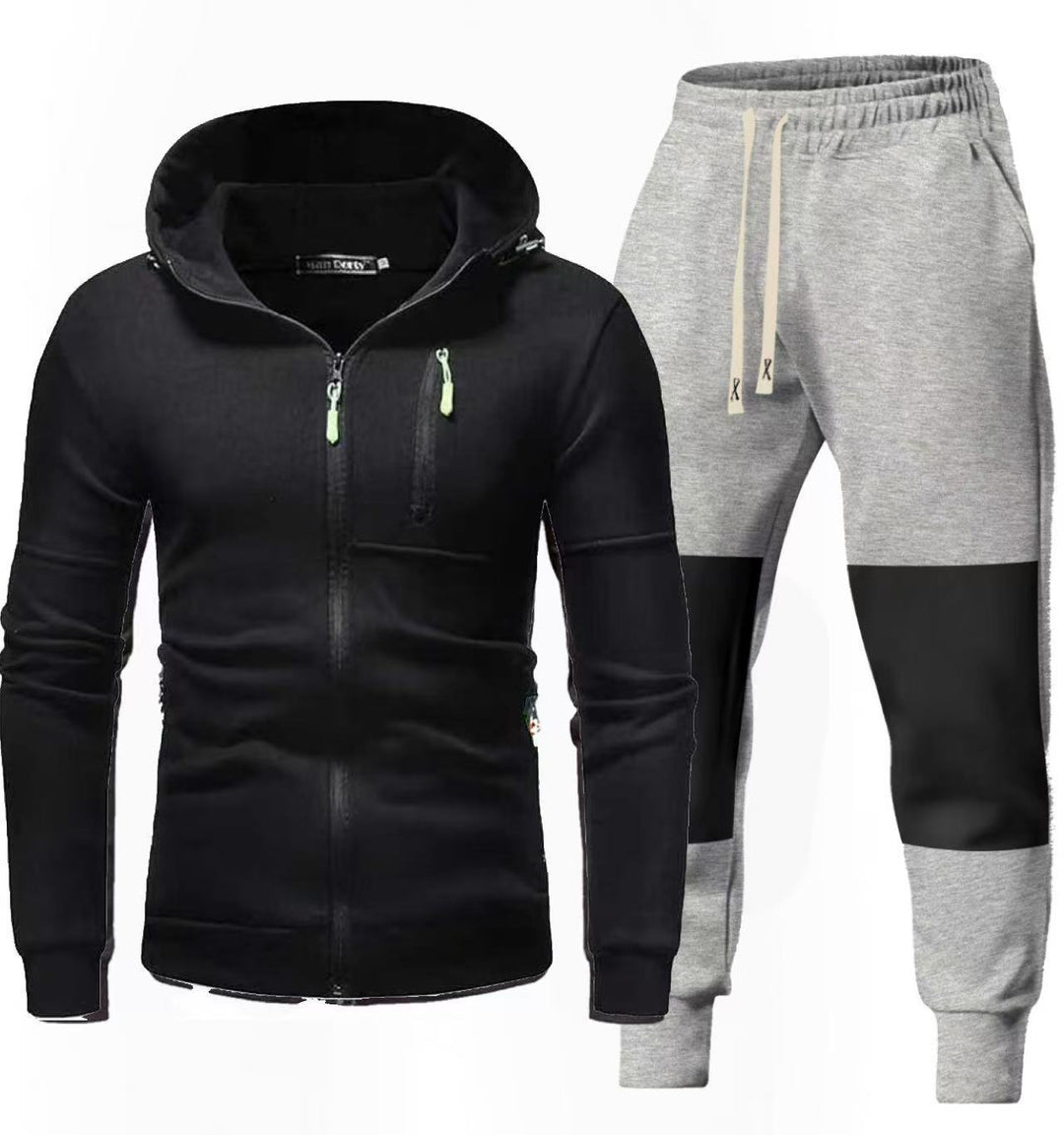 Men's Sports Hoodie and Jogging Pants Set with Functional Zipper Pockets Lisslune