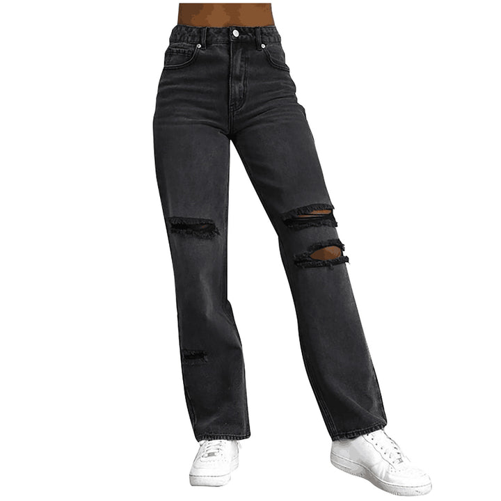 Women's fashionable destroyed jeans in a casual cut with high pockets and unique details Lisslune