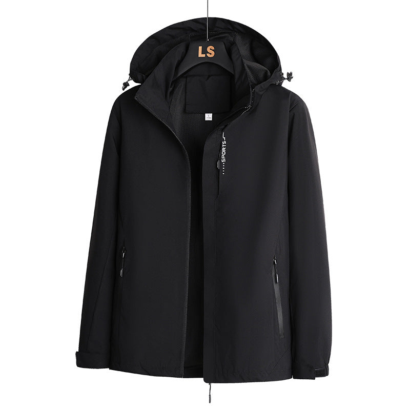 Men's sporty transitional jacket with adjustable hood and water-repellent material Lisslune