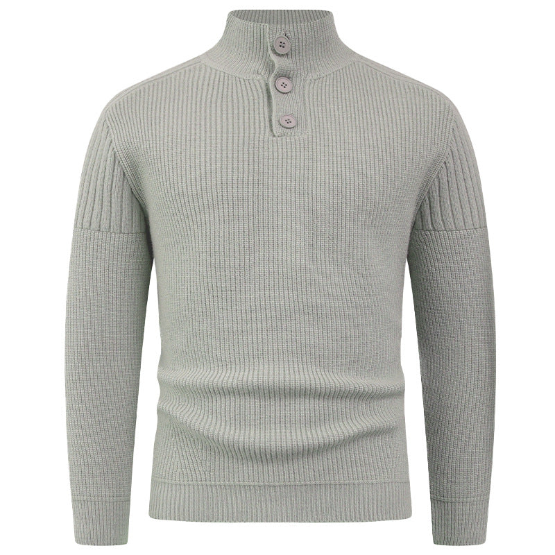 Men's knitted sweater with high collar and button details Lisslune