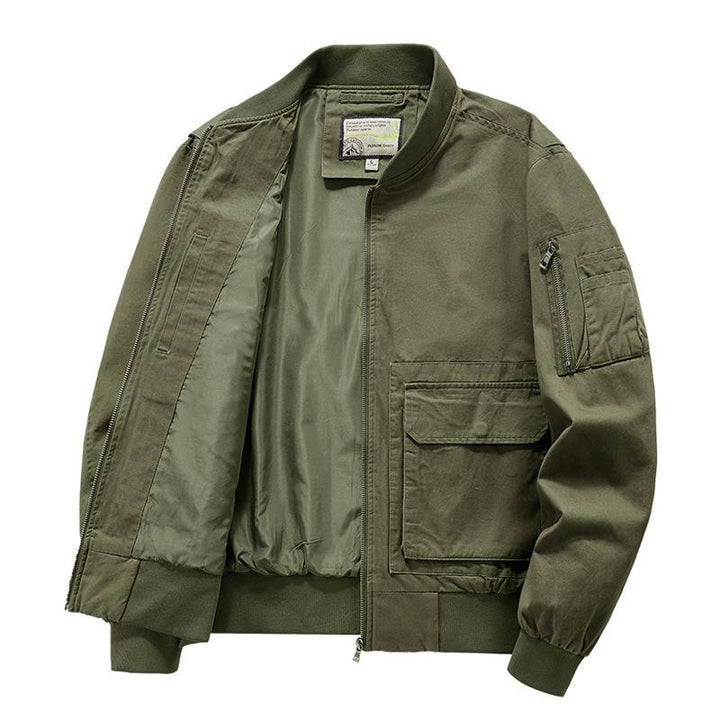 Men's Bomber Jacket with Practical Pockets and Quilted Lining Lisslune