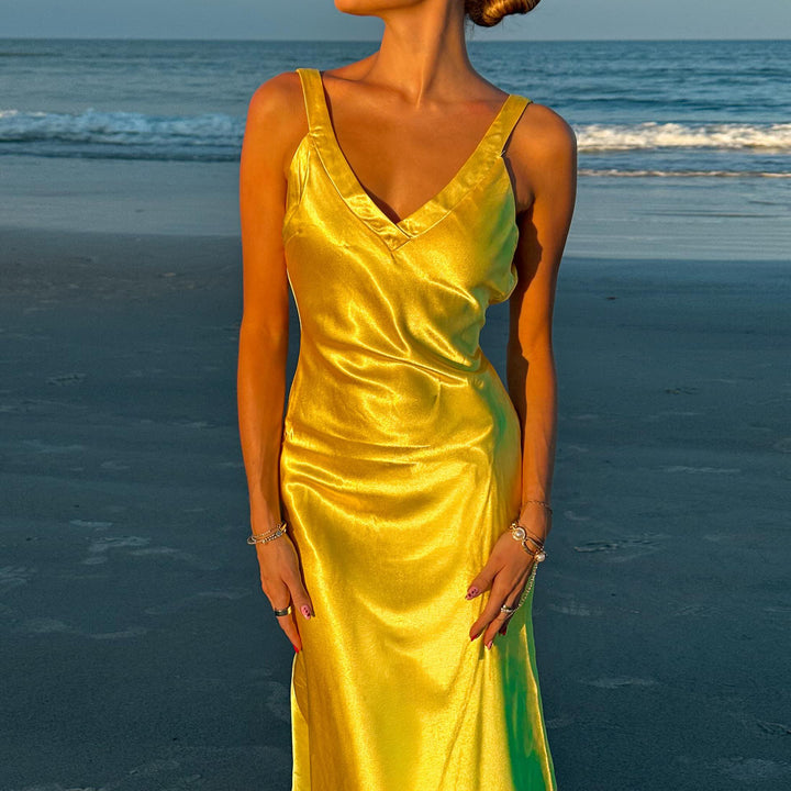 Women's Summer Maxi Dress with Elegant V-Neck and Flowing Silhouette Lisslune