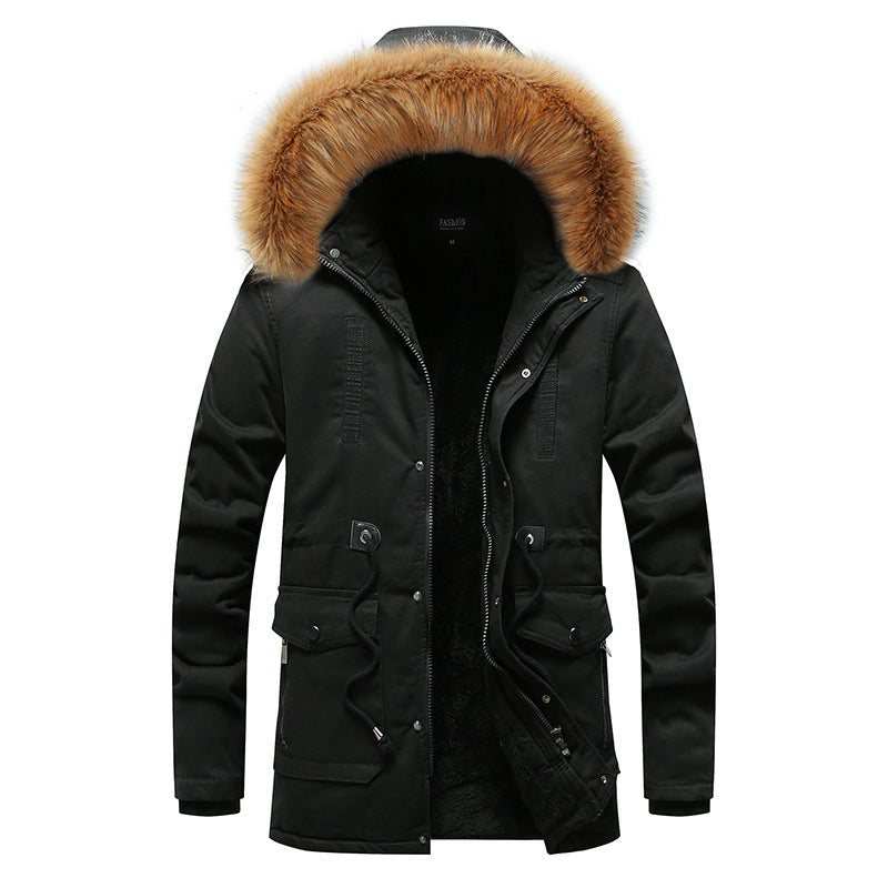 Men's Parka with Detachable Hood and Warm Fleece Lining Lisslune