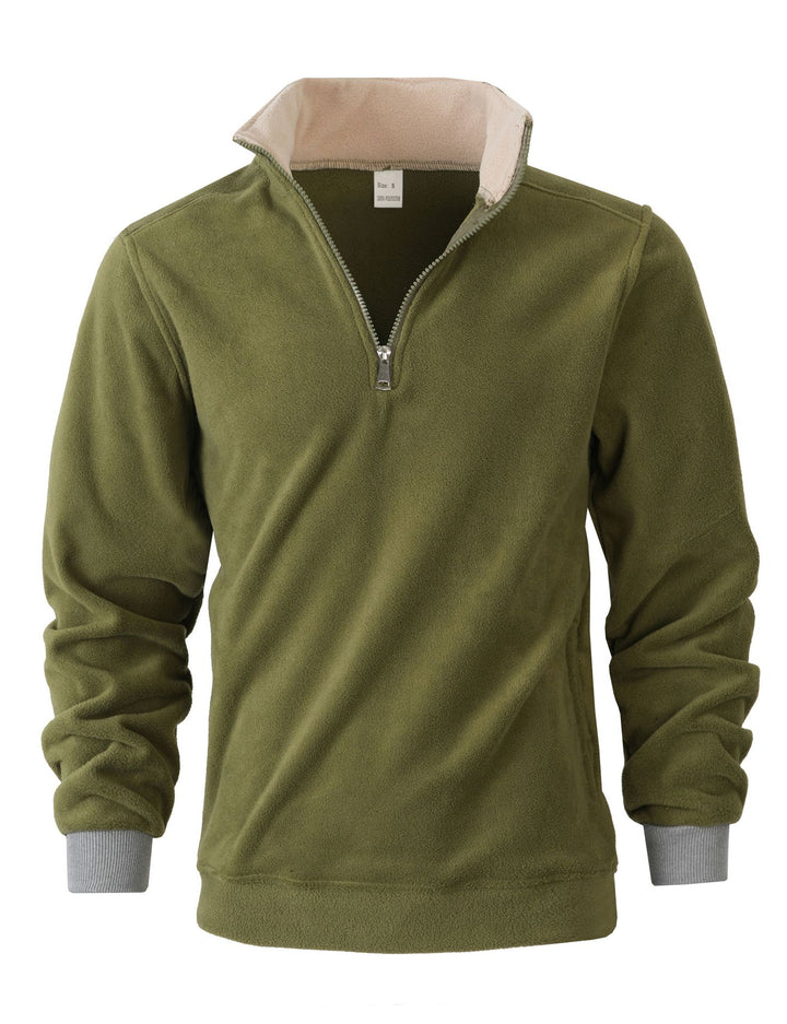Men's Fleece Pullover with Half-Zip and Elastic Cuffs Lisslune