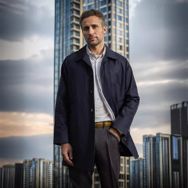 Men's casual raincoat with practical snap buttons and modern cut Lisslune