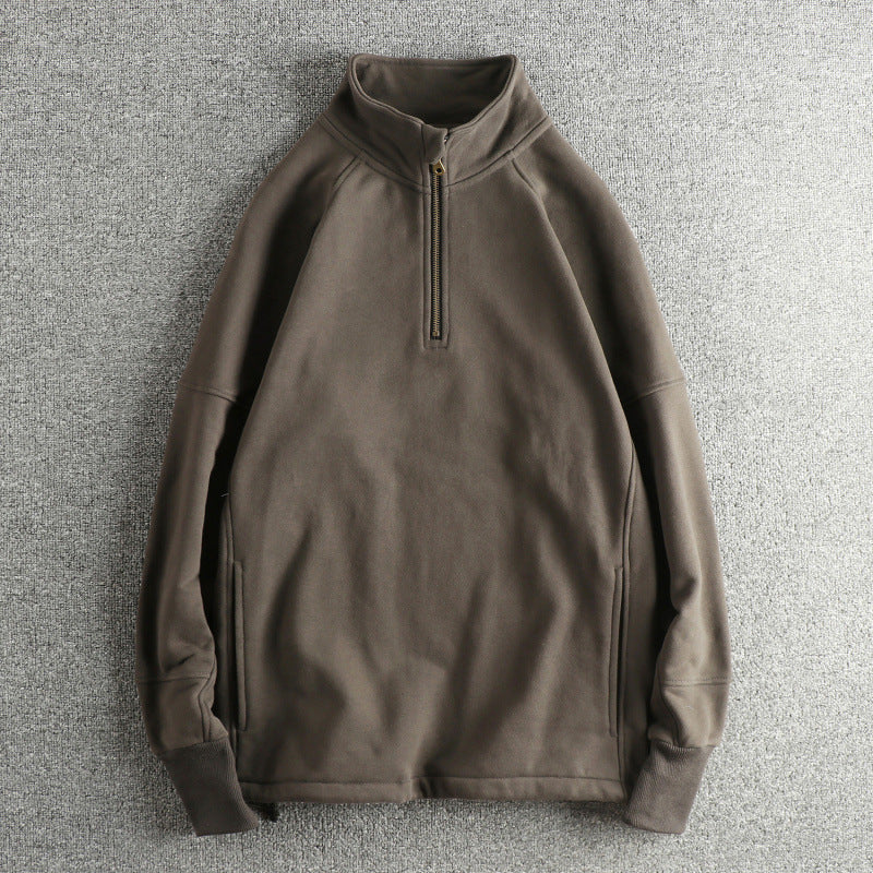 Men's fleece jacket with half zipper and side pockets Lisslune