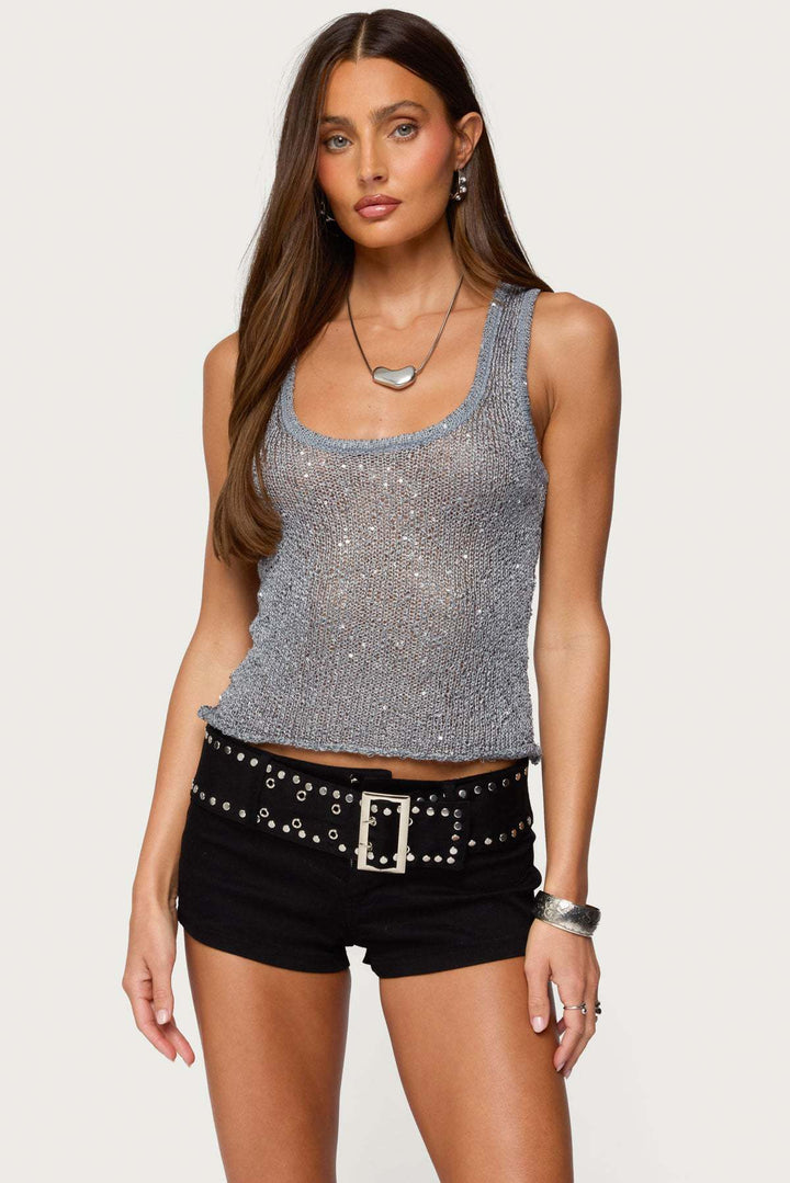 Women’s Glamorous Glitter Tank Top Lisslune