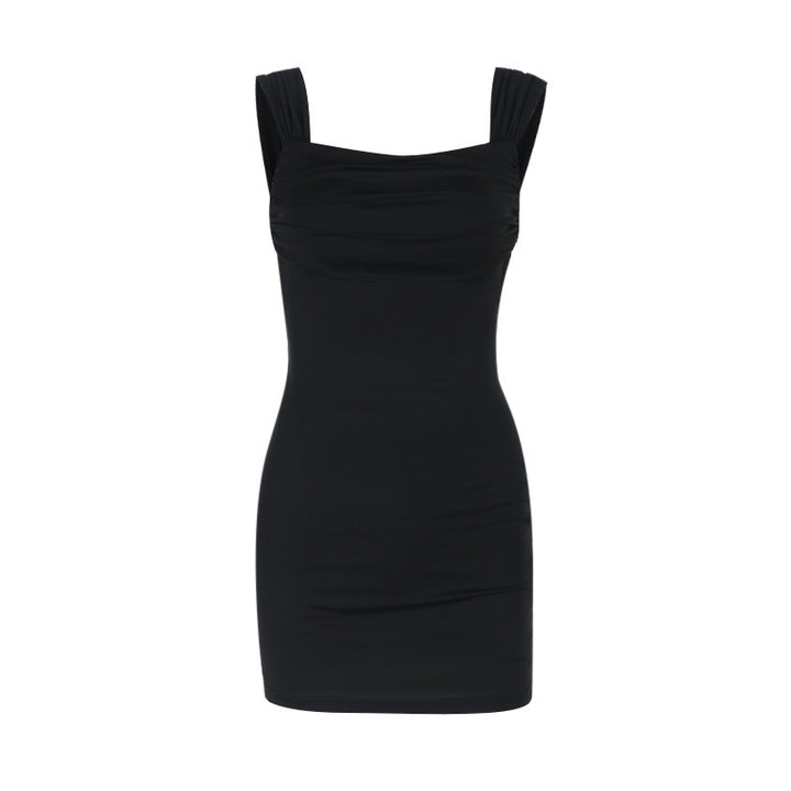 Women's figure-hugging mini dress with elegant ruffle design and spaghetti straps Lune London