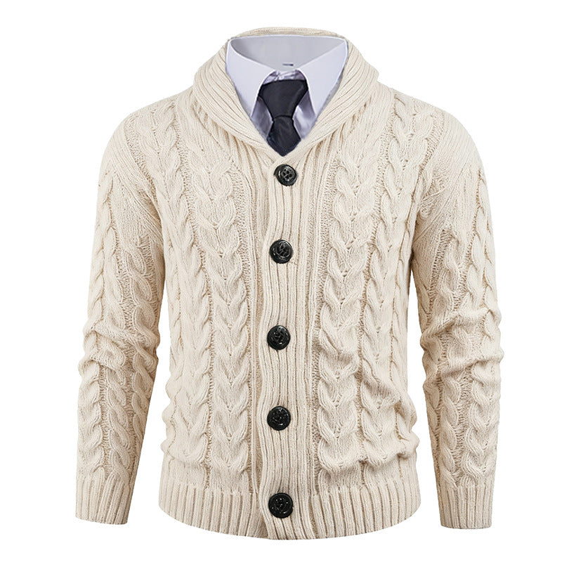 Men's cardigan with cable pattern and stylish shawl collar Lisslune