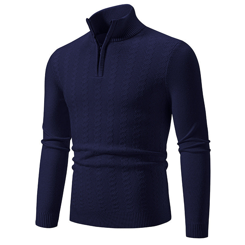 Men's Fashionable Turtleneck Sweater with Elegant Structural Pattern Lisslune