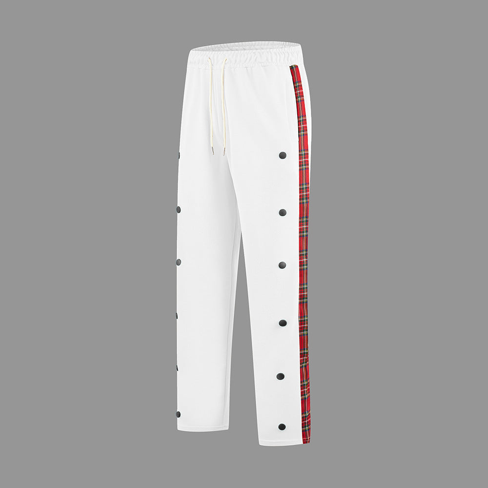 Men's Sporty Jogging Pants with Snap Button Design and Elastic Waistband Lisslune