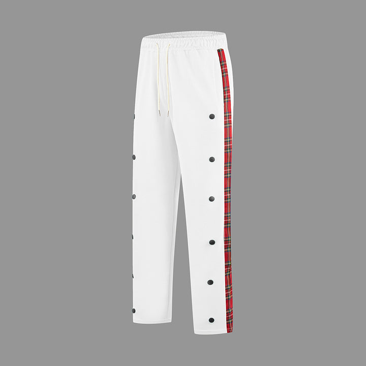 Men's Sporty Jogging Pants with Snap Button Design and Elastic Waistband Lisslune