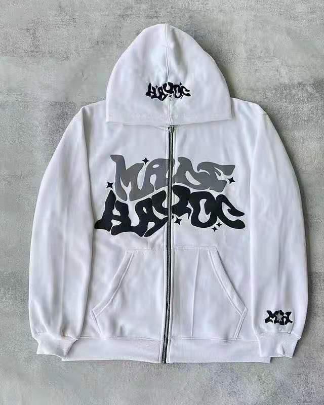 Women's hooded jacket with creative graphic design and high-quality zipper Lisslune