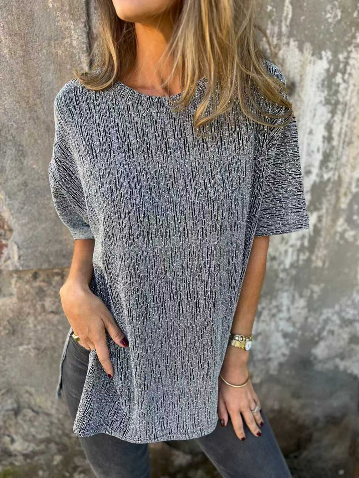 Women's Oversized T-Shirt with Glitter Stones and Casual Cut Lisslune
