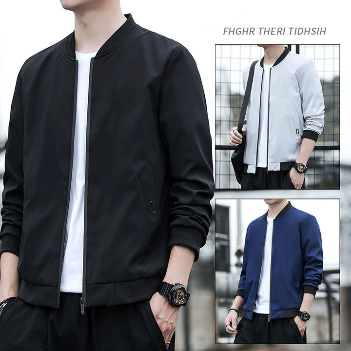 Men's stylish bomber jacket with elastic cuffs and practical zipper Lisslune