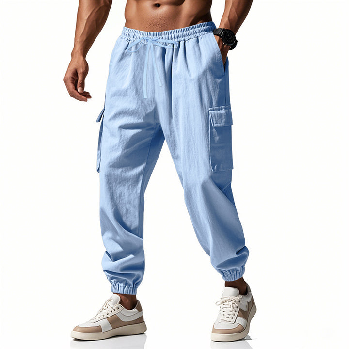 Men's Casual Cargo Pants with Elastic Waistband and Practical Side Pockets Lisslune