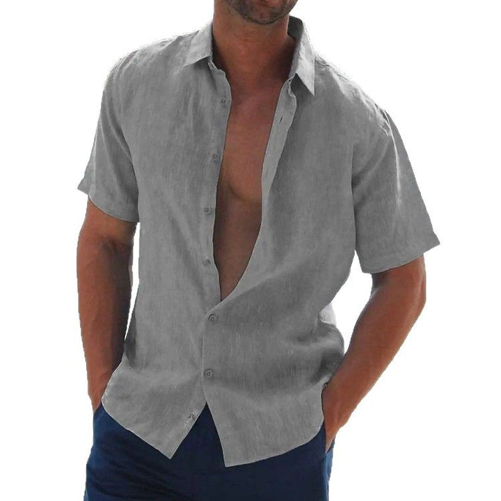 Men's short-sleeve shirt made of a light linen blend with a modern cut and casual flair Lisslune